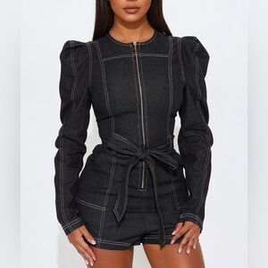 Elegant Black Denim romper